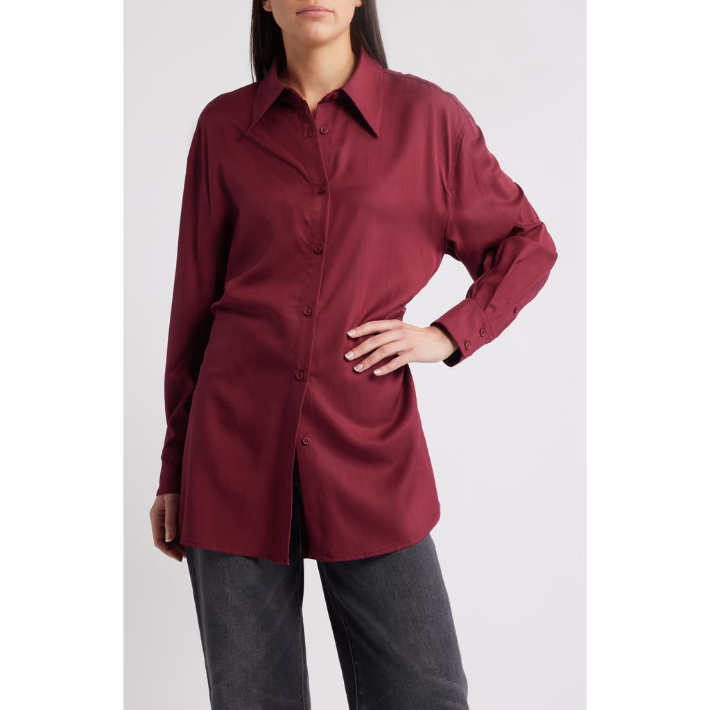 Pixie Market Tunic Shirt In Burgundy