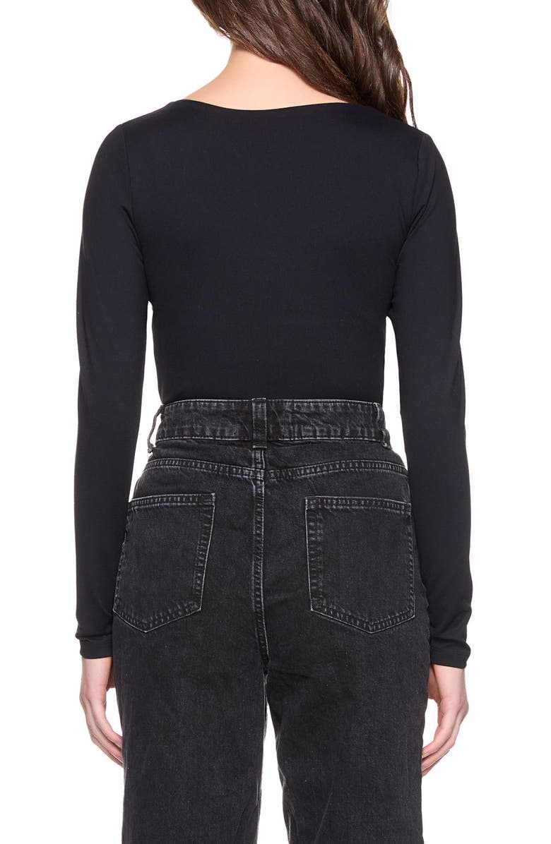 Susana Monaco Diagonal Neck Long Sleeve Top, Alternate, color, Black