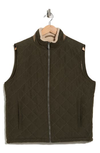 Rainforest Faux Shearling Lined Quilted Vest In Green