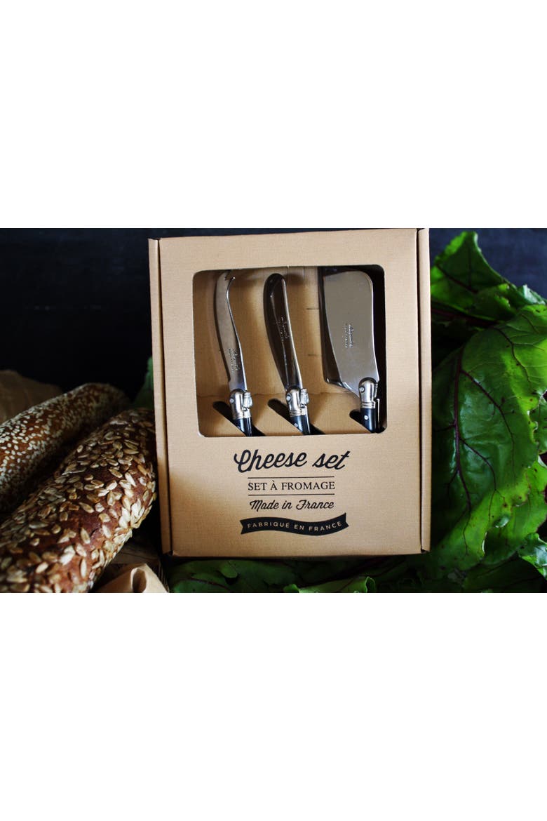 3 Piece Mini Cheese Utensil Set in Kraft Paper Box, Alternate, color, Black Marble