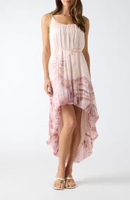 GUESS Isla Palm Tree Print High-Low Dress