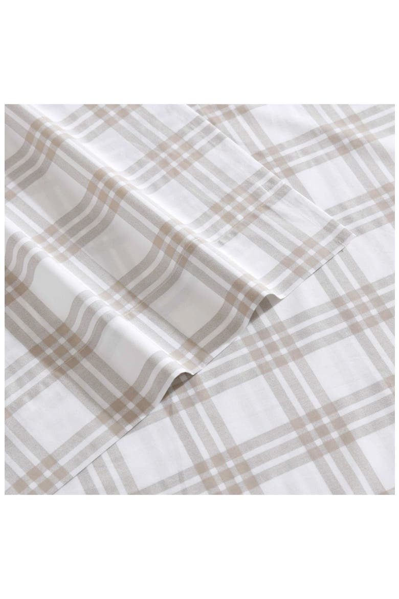 Basic Plaid Sheet Set, Alternate, color, WHITE/ SADDLE BEIGE