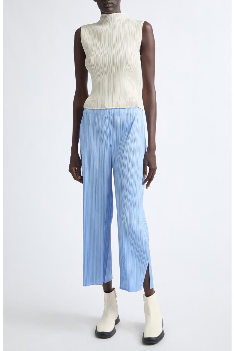 Monthly Colors August Pleated Crop Straight Leg Pants, Alternate, color, LIGHT BLUE