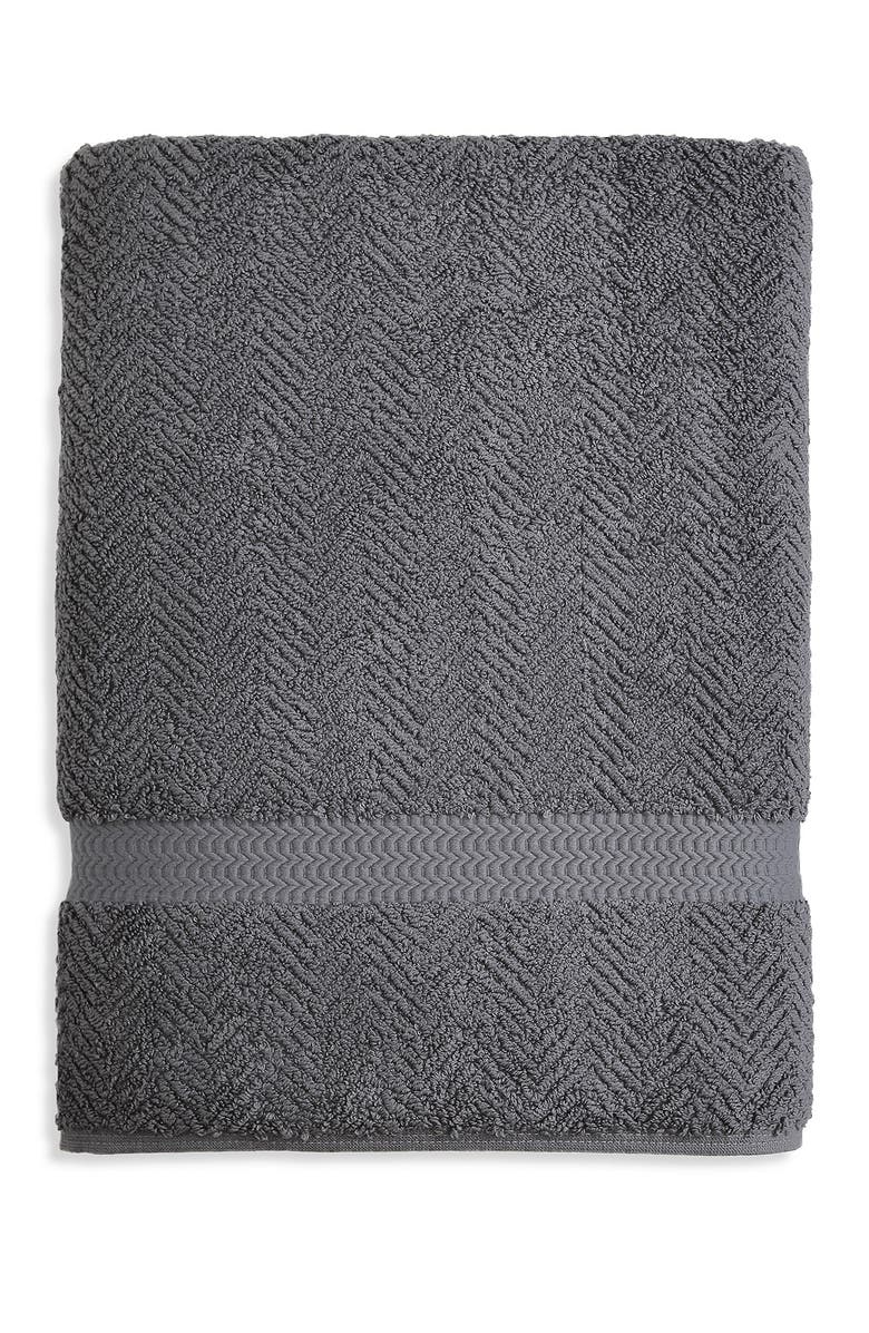 Linum Home Textiles Grey Herringbone Bath Sheet, Alternate, color, 