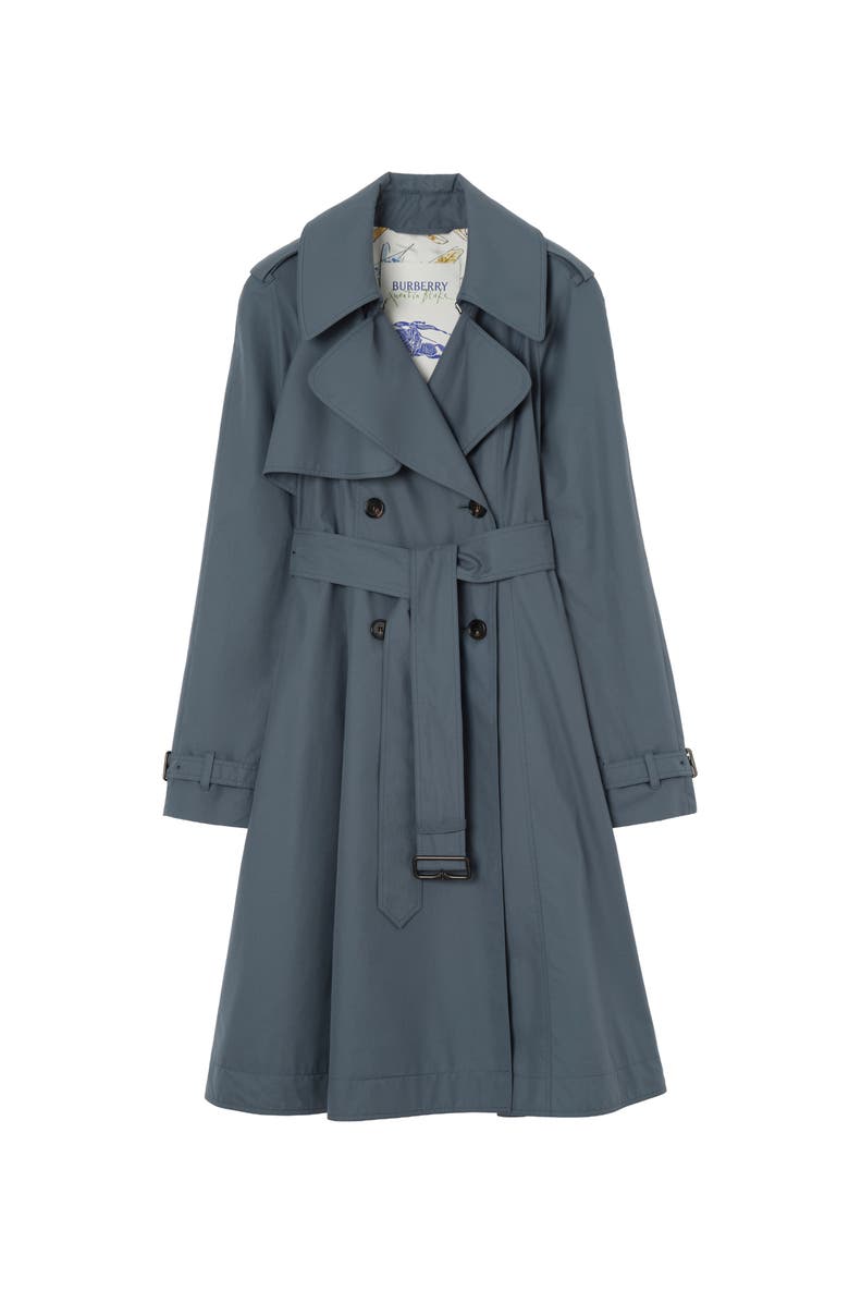 Burberry Long Tropical Gabardine Pembury Trench Coat, Main, color, Seafarer Blue