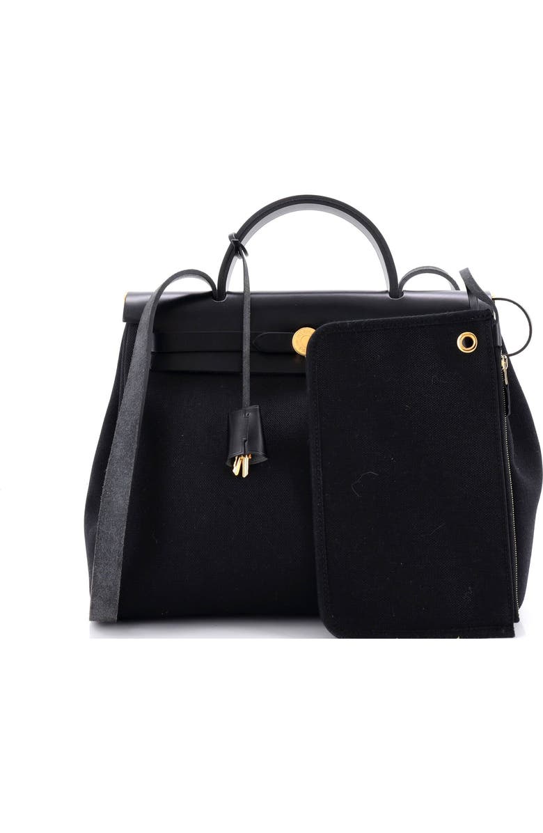 Pre-Owned Hermes Herbag Zip Leather and Toile 31, Alternate, color, Noir