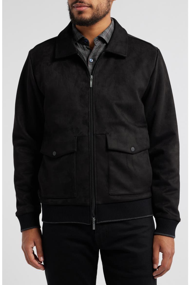 Lachine Faux Suede Pilot Jacket, Alternate, color, BLACK