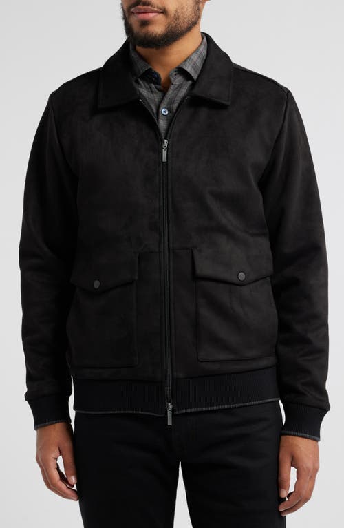 Robert Barakett Lachine Faux Suede Pilot Jacket In Black
