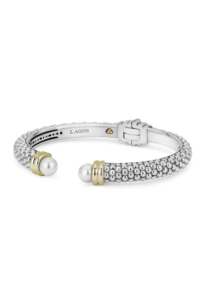Luna Pearl Cuff Bracelet, Alternate, color, SILVER/ PEARL