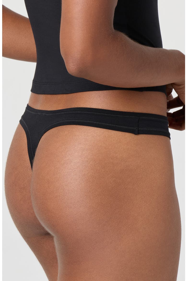 Cotton Blend Thong, Alternate, color, BLACK
