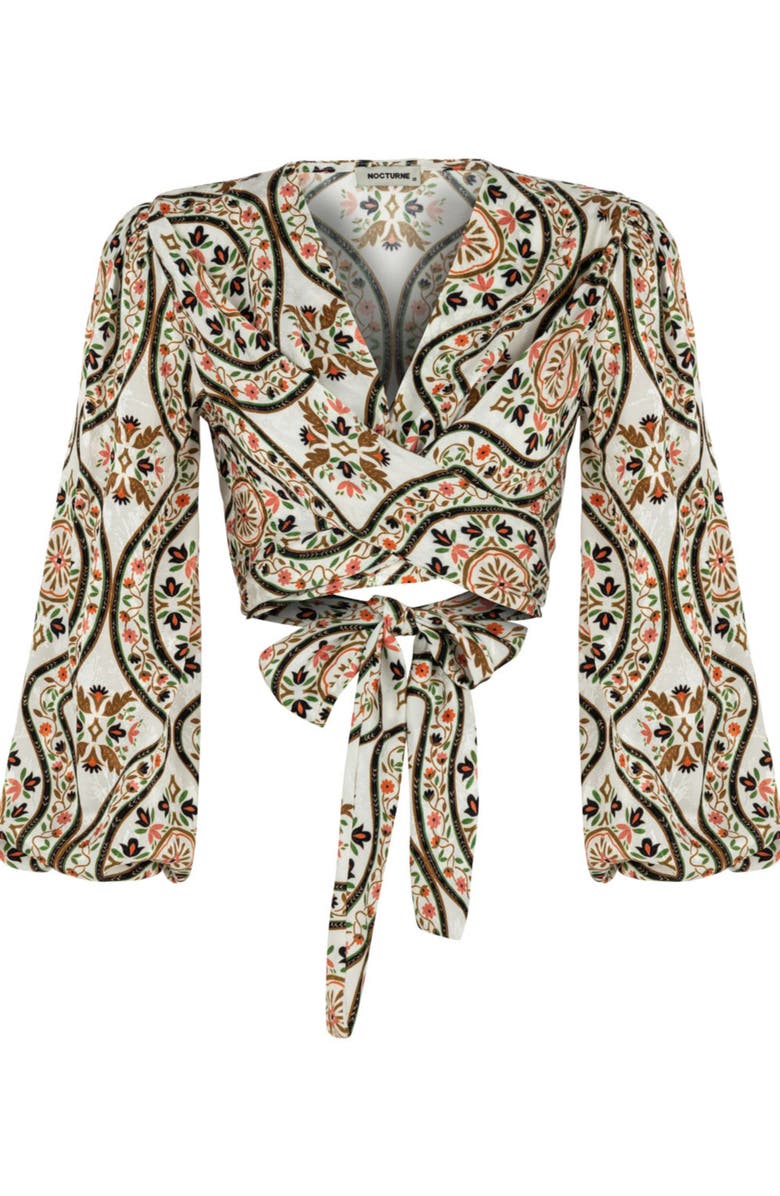 Nocturne Printed Double-Breasted Crop Top, Alternate, color, 