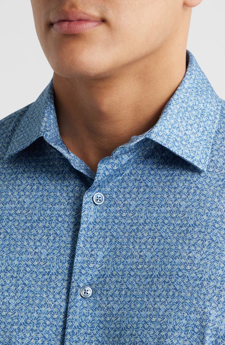 Bugatchi Miles OoohCotton<sup>®</sup> Abstract Print Short Sleeve Button-Up Shirt, Alternate, color, 