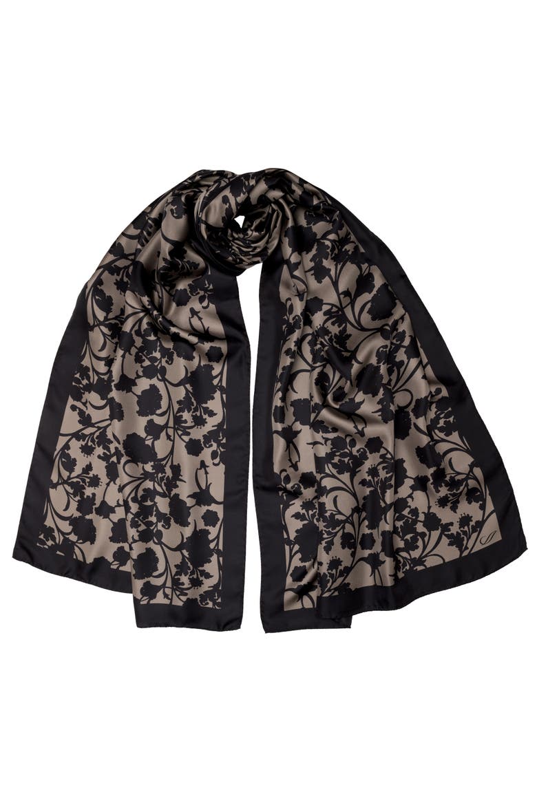 Regina - Silk Scarf Shawl for Women, Main, color, Pearl Black