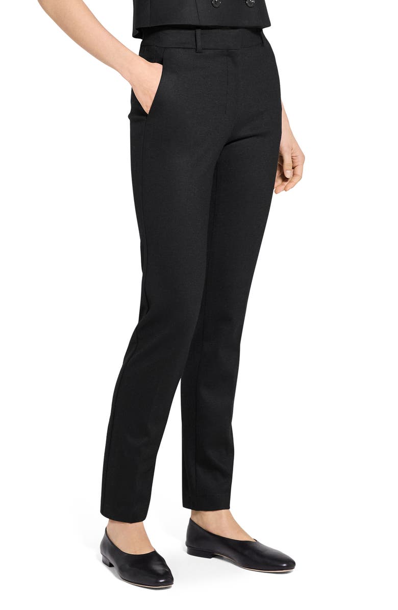 Theory Slim Fit Wool Blend Pants, Alternate, color, Black