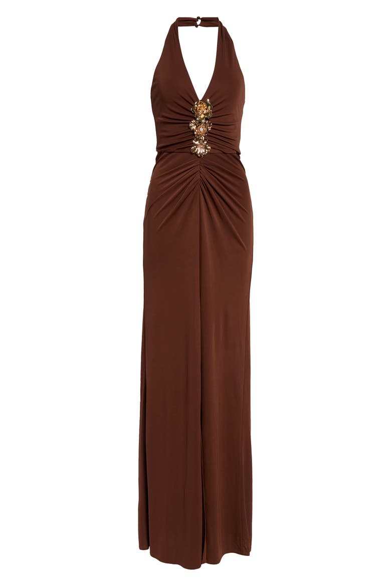 Kessan Halter Neck Gown, Alternate, color, ESPRESSO
