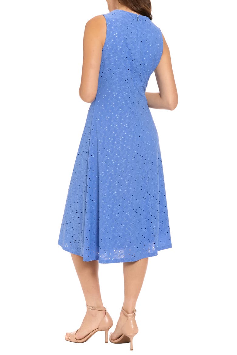 Eyelet Keyhole Fit & Flare Midi Dress, Alternate, color, GRANADA SKY