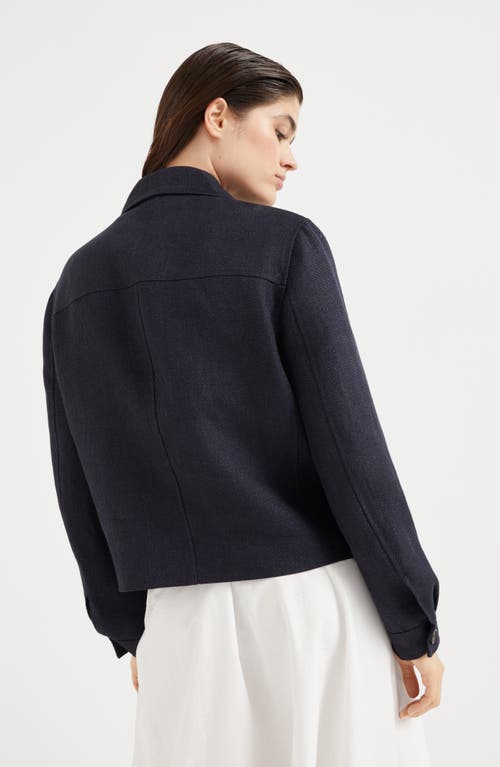 Brunello Cucinelli Monili-detail Caban Jacket In Navy Blue