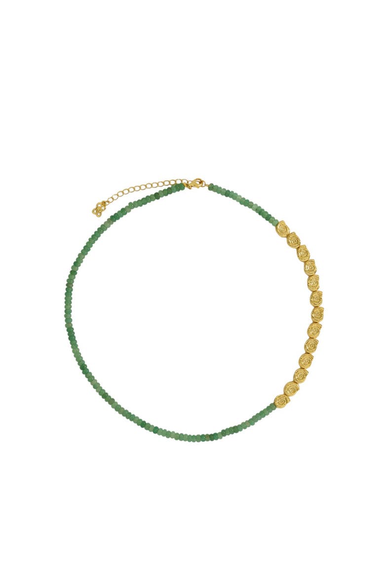 Waterproof Emerald Beaded Necklace, Main, color, Gold