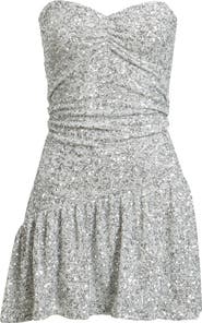 BP. Strapless Sequins Flounce Hem Minidress