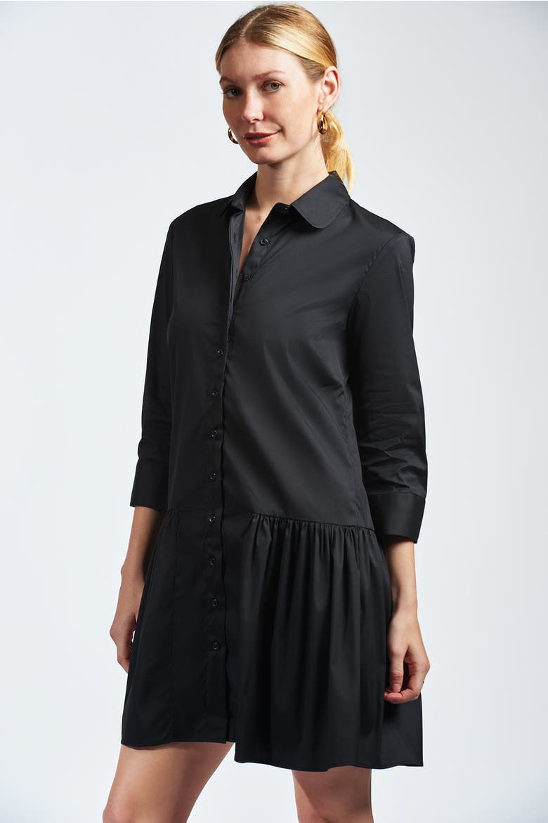 The Drop Waist Shirt Dress, Main, color, Black