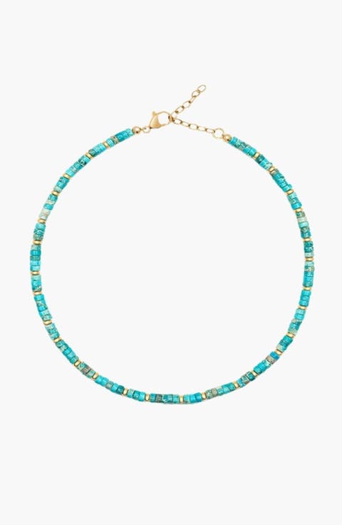 Heishi Turquoise Choker With Gold