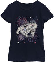 Star Wars Girls' Festive Fireworks Falcon Graphic Short Sleeve T-Shirt