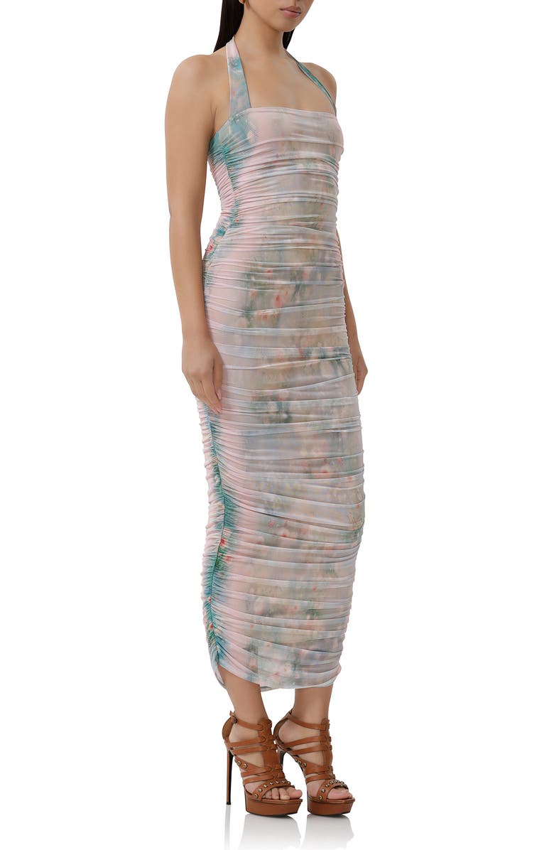 AFRM Indina Floral Mesh Body-Con Maxi Dress, Alternate, color, Placement Fog