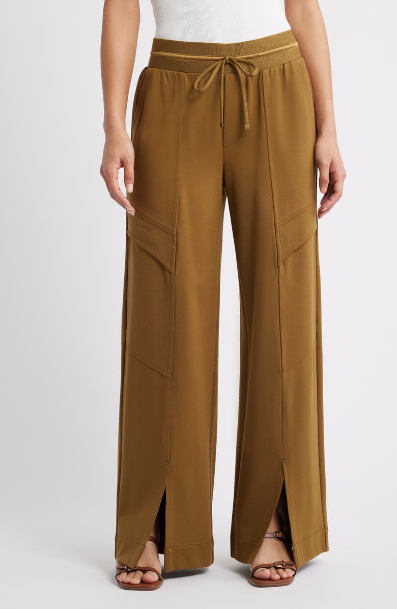 Wit & Wisdom Glider Skyrise Wide Leg Drawstring Pants, Main, color, Golden Olive
