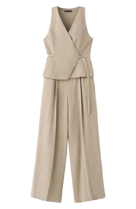 Sleeveless Faux Wrap Jumpsuit