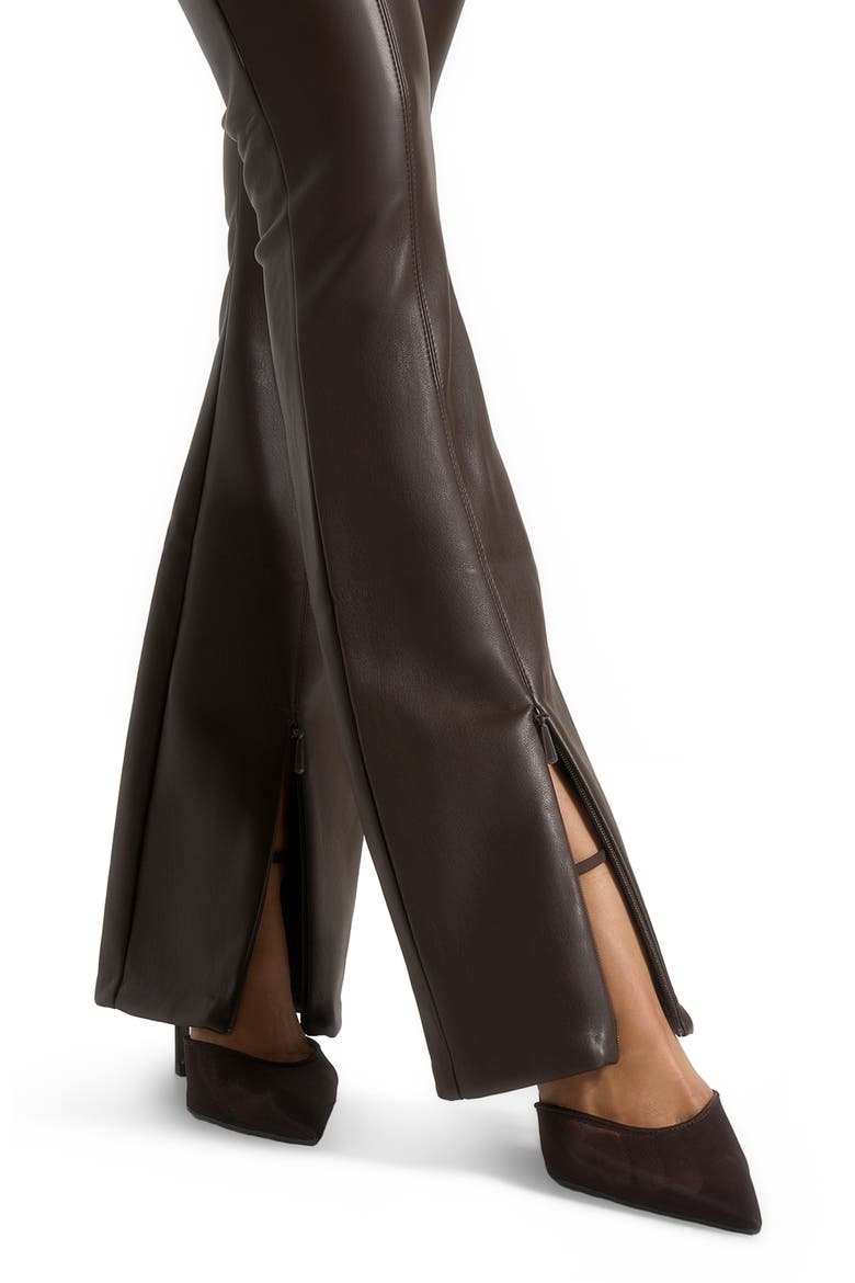 Ninon Leather Fit And Flare Leggings With Chain, Alternate, color, Brown