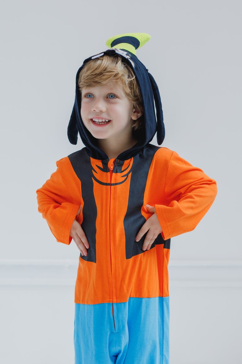 Mickey Mouse Cosplay Hooded One Piece, Alternate, color, Goofy Orange Blue