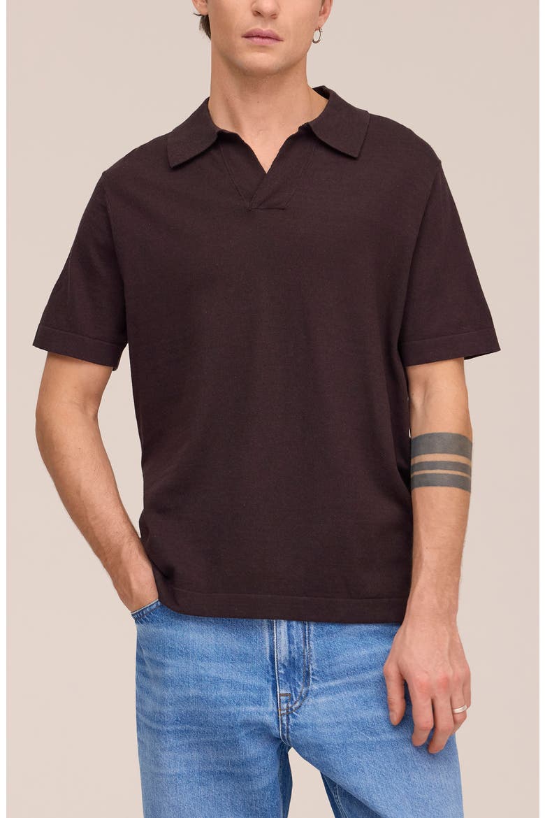 Ryan 6311 Cotton & Linen Johnny Collar Polo, Alternate, color, DUSKY PORT