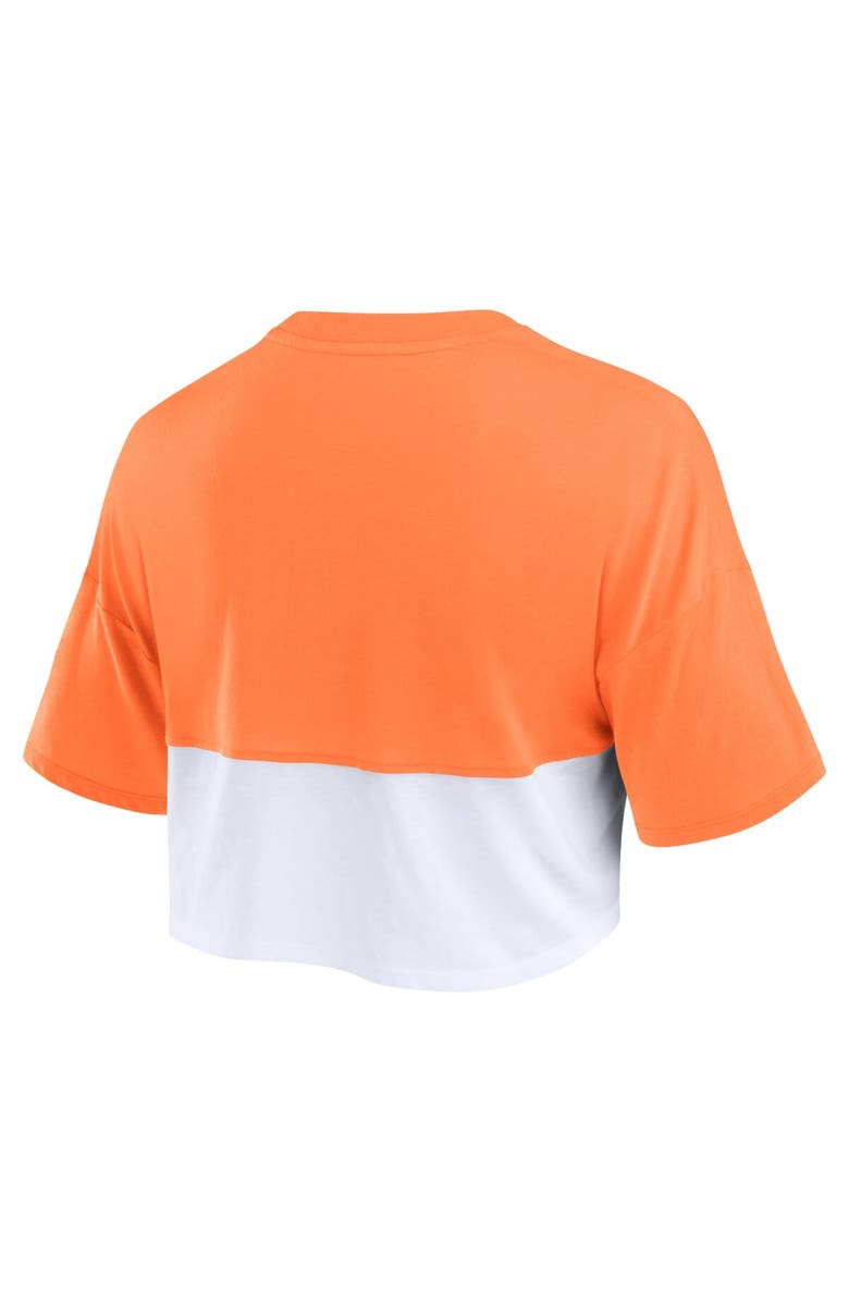 FANATICS Women's Fanatics Branded Tennessee Orange/White Tennessee Volunteers Oversized Badge Colorblock Cropped T-Shirt, Alternate, color, Tennessee Orange