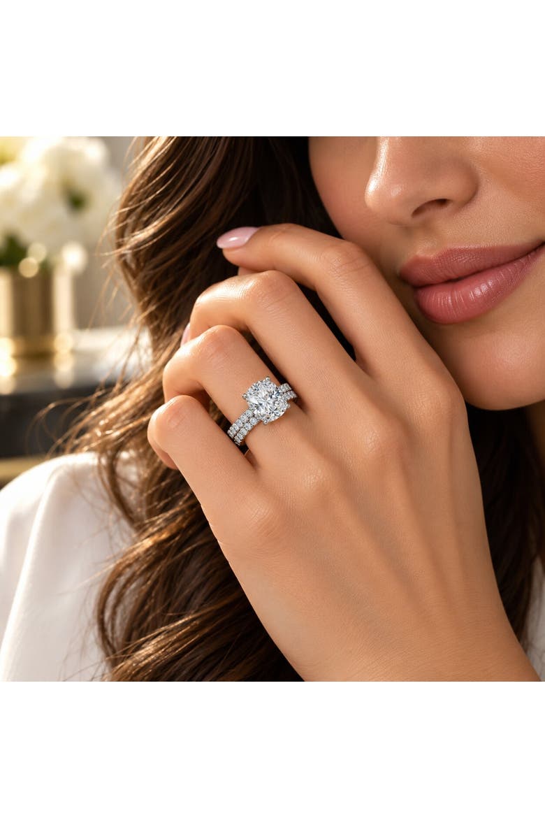 Certified 4Ct Cushion Diamond Engagement Wedding Ring Set 14k Gold/PT Lab Grown, Alternate, color, 14k White Gold