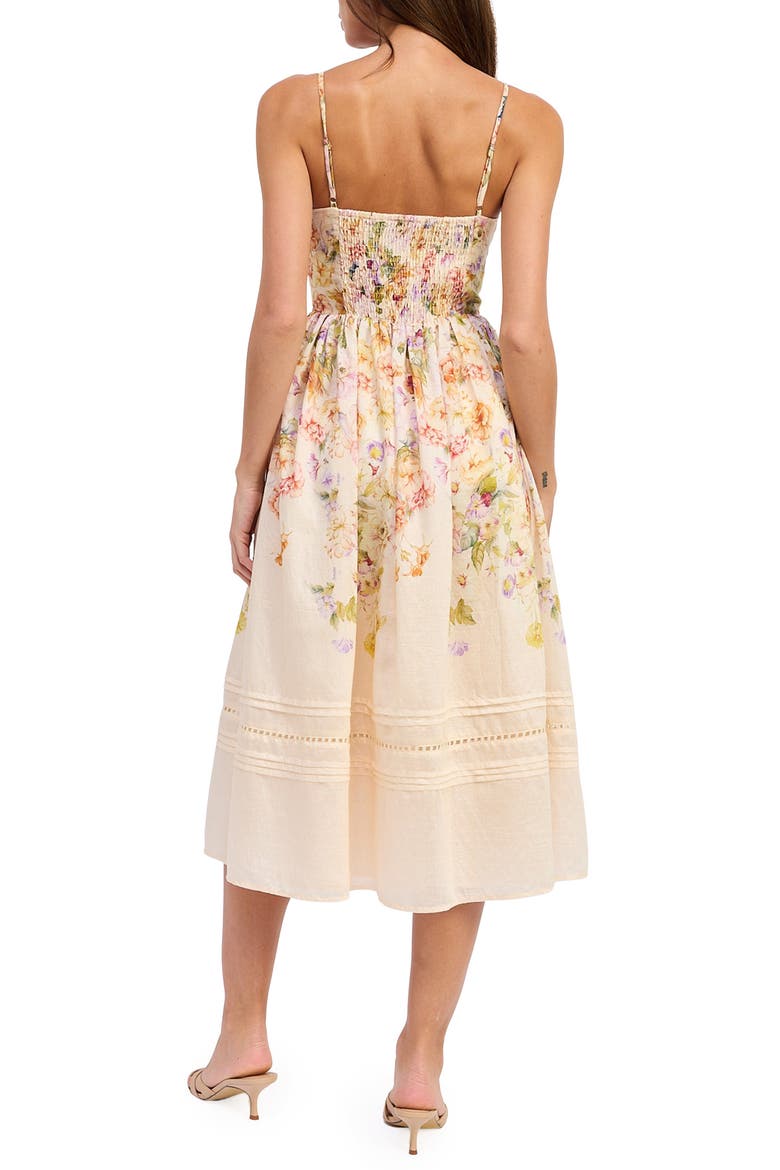 Kacey Floral Fit & Flare Midi Dress, Alternate, color, IVORY FLORAL MULTI