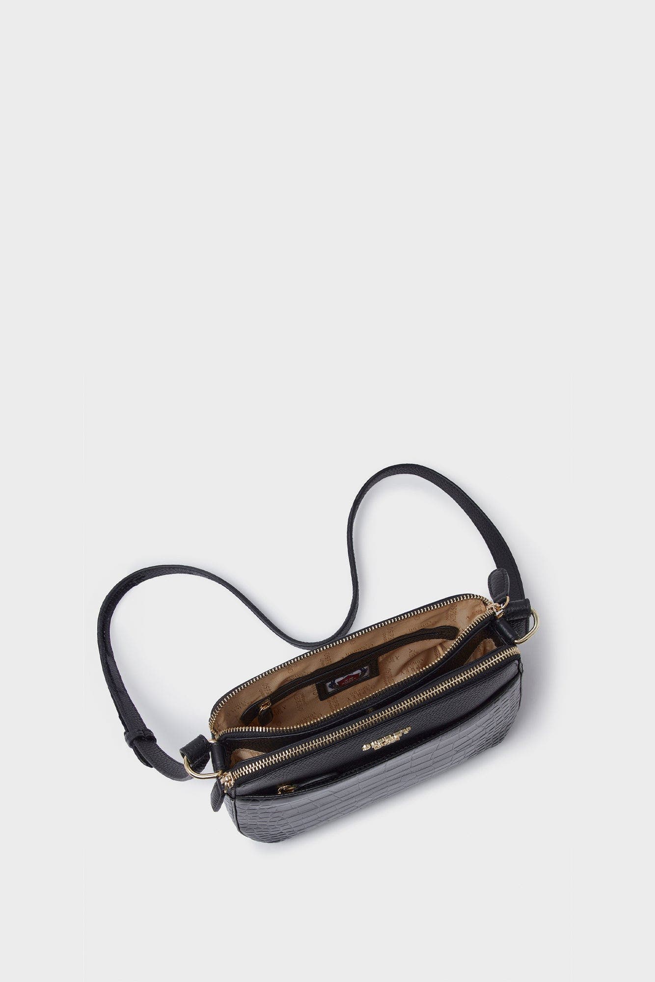 Osprey London The Kellie Leather Crossbody Bag, Alternate, color, Black