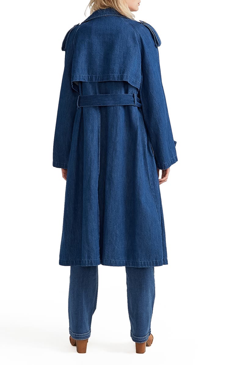 Belle & Bloom Wild Skies Denim Trench Coat, Alternate, color, Mid Denim