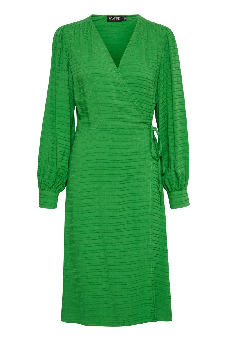 Catina Long Sleeve V-Neck Wrap Dress, Alternate, color, Medium Green