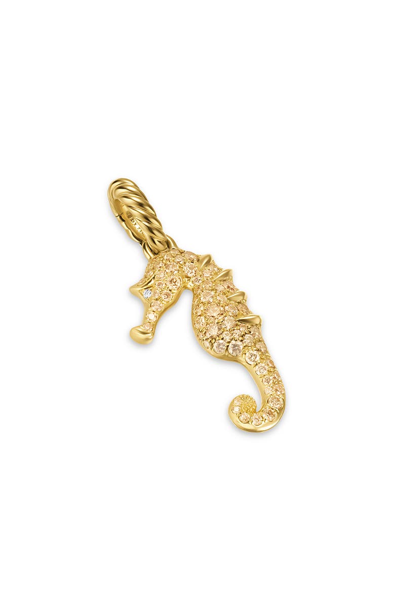 David Yurman Seahorse Amulet in 18K Yellow Gold with Cognac Diamonds & Diamonds, 22mm, Main, color, Gold