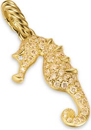 David Yurman Seahorse Amulet in 18K Yellow Gold with Cognac Diamonds & Diamonds, 22mm