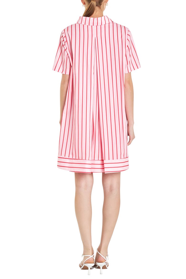 Stripe Trapeze Cotton Shirtdress, Alternate, color, PINK/ RED