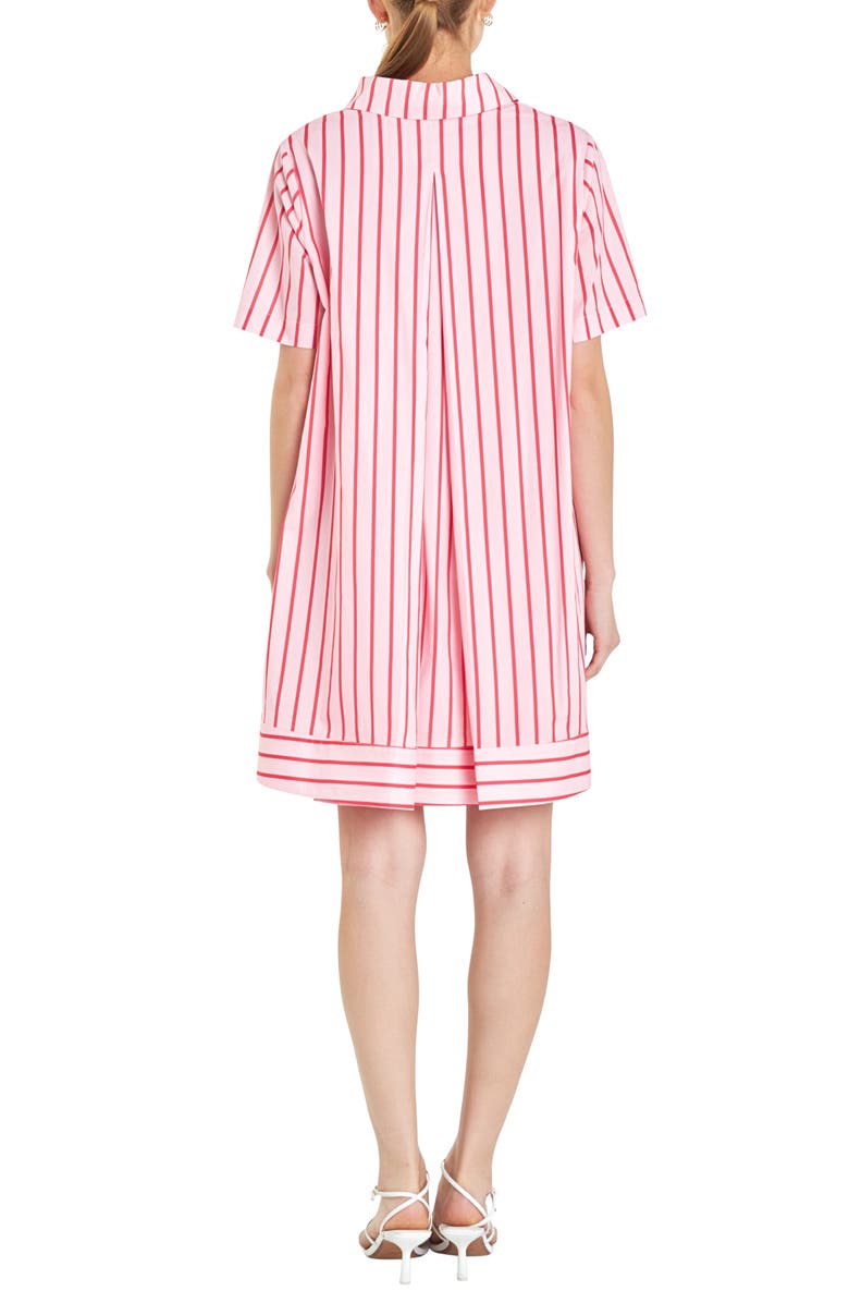 English Factory Stripe Trapeze Cotton Shirtdress, Alternate, color, Pink/ Red