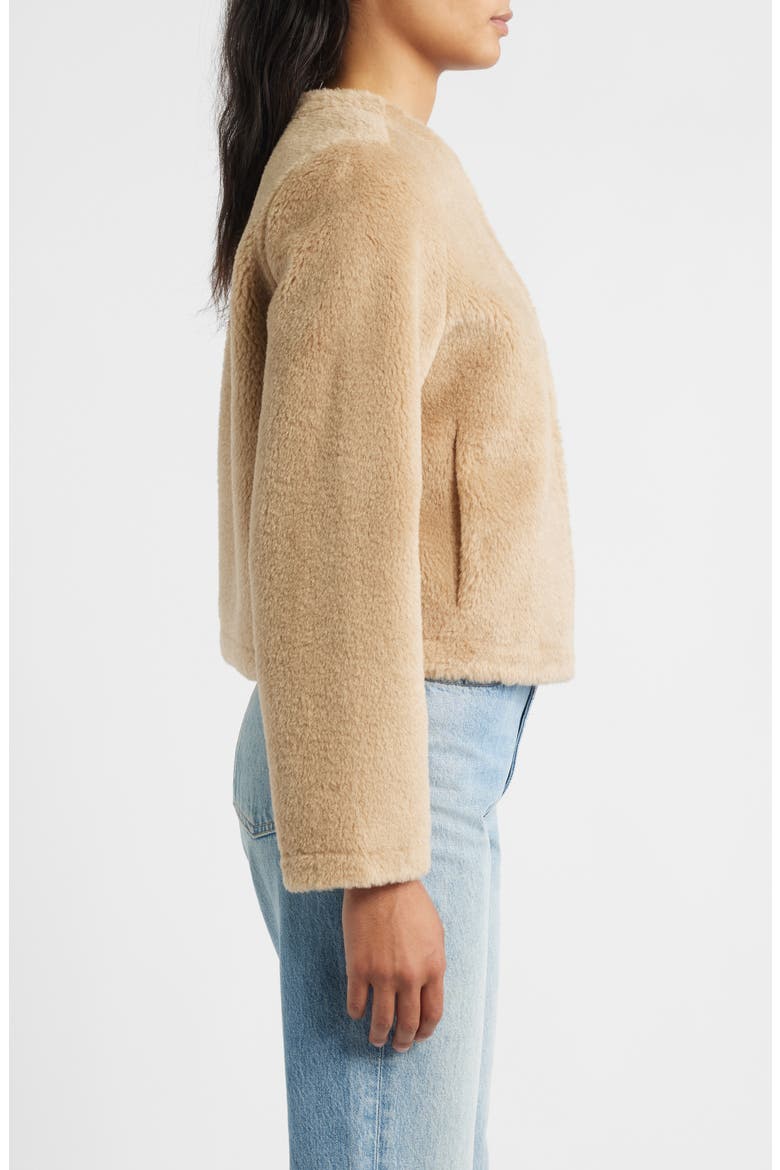 Faux Shearling Crop Jacket, Alternate, color, CAMEL