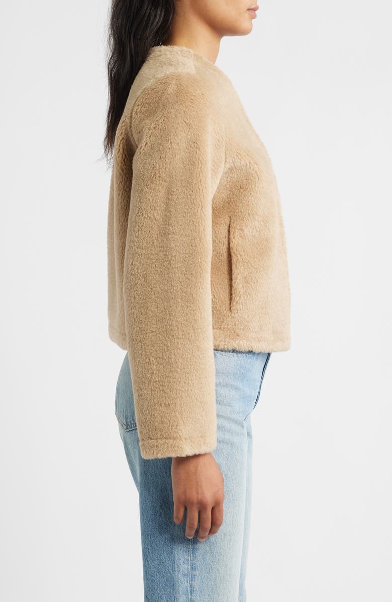 BCBG Faux Shearling Crop Jacket, Alternate, color, Camel