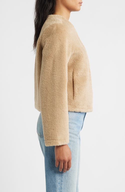 Bcbg Faux Shearling Crop Jacket In Brown