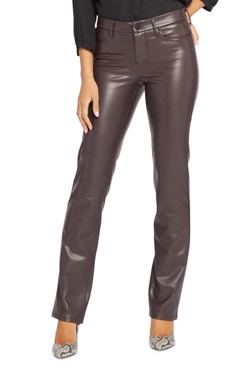 NYDJ Marilyn Straight Leg Faux Leather Pants (Petite)