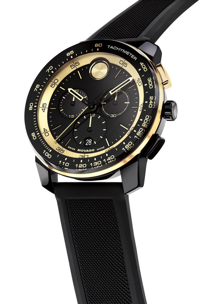 BOLD Chronograph Silicone Strap Watch, Alternate, color, BLACK