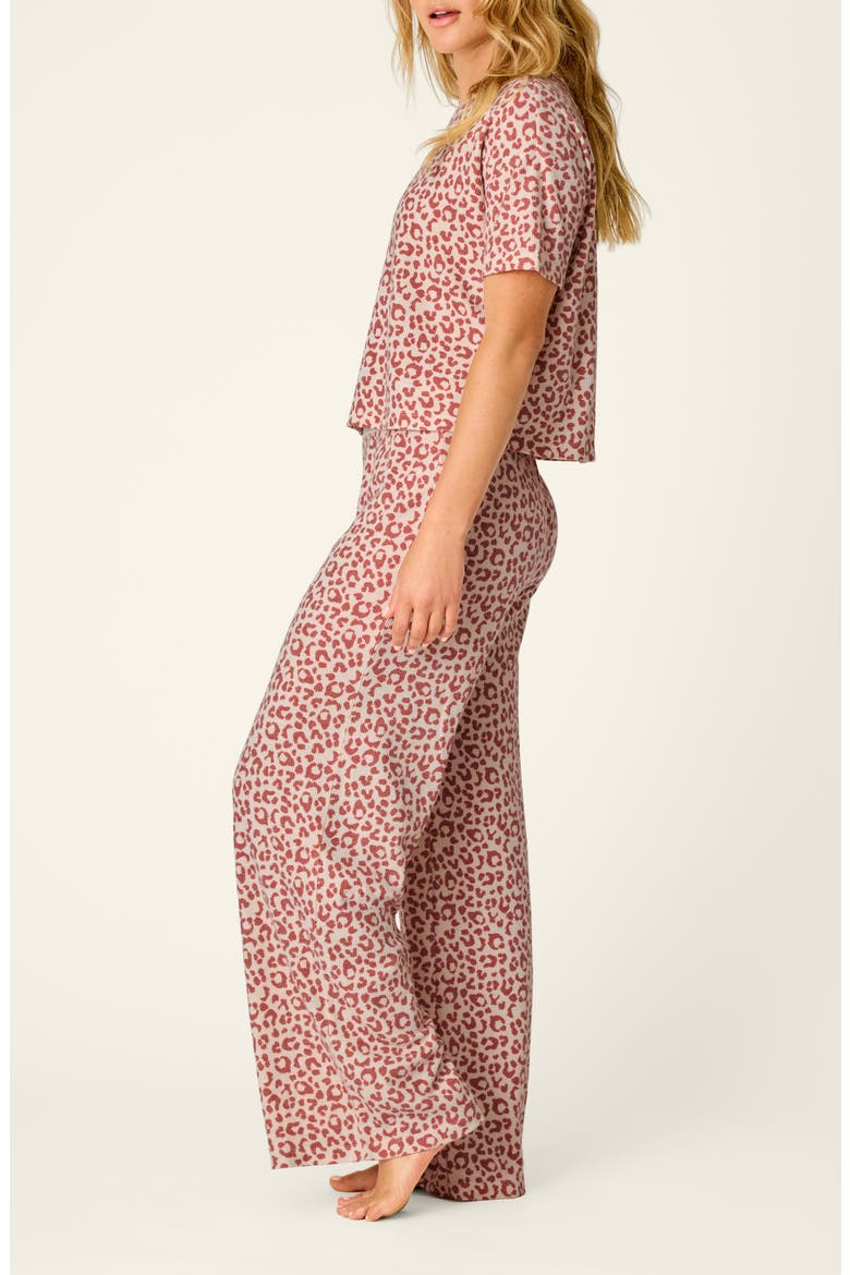 Waffle Knit Pajamas, Alternate, color, DARK WINE