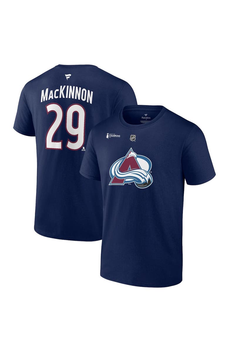 FANATICS Men's Fanatics Branded Nathan MacKinnon Navy Colorado Avalanche 2022 Stanley Cup Champions Big & Tall Name & Number T-Shirt, Main, color,