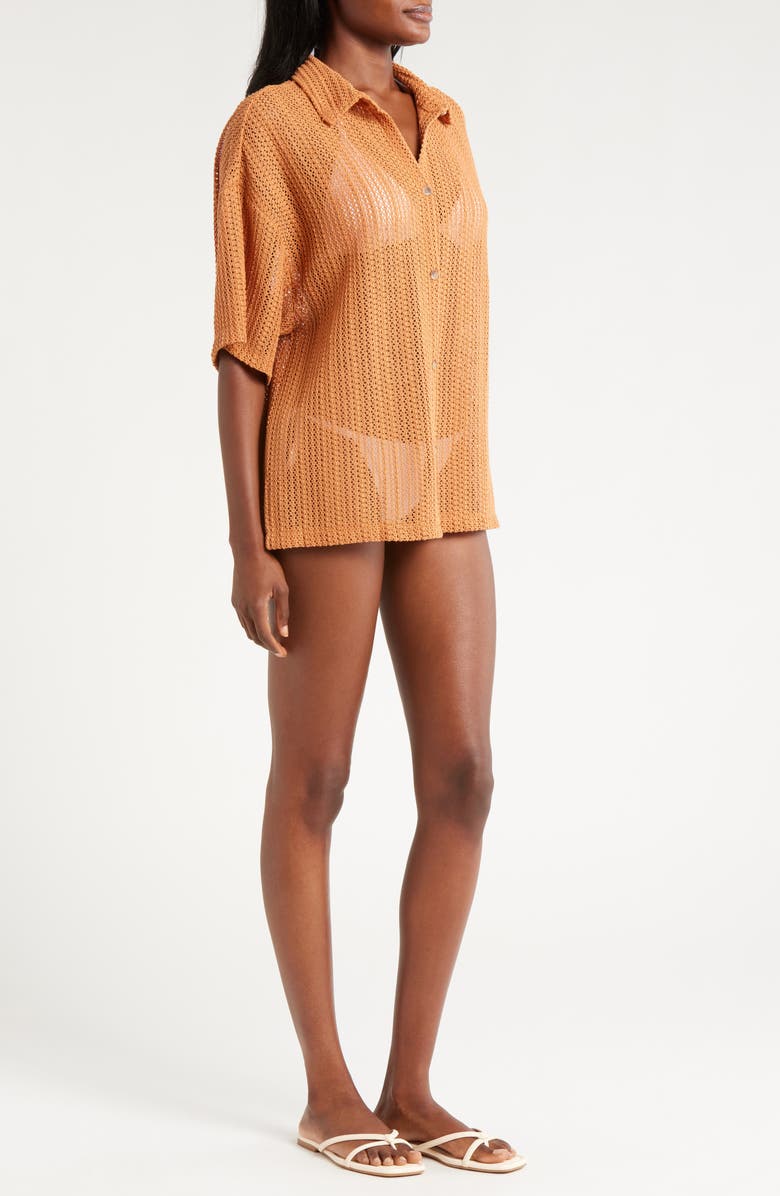 Billabong Largo Sheer Open Knit Cover-Up Shirt, Alternate, color, 
